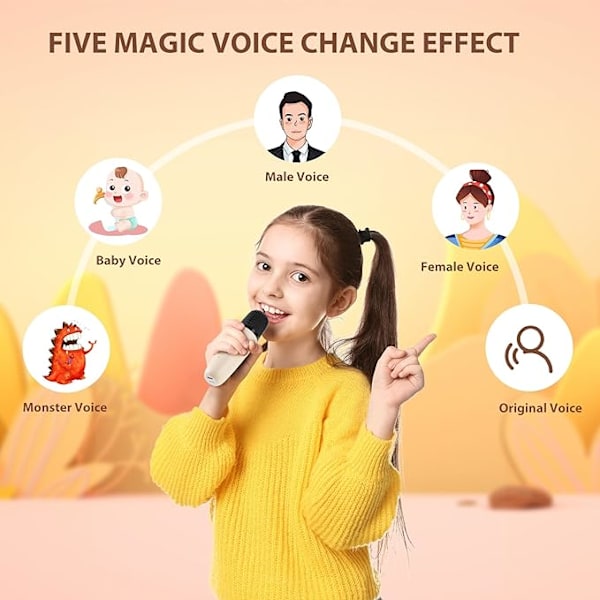 Karaokemaskin för Barn med 2 Mikrofoner & Bluetooth, Julklapp till Flickor 3-12 År