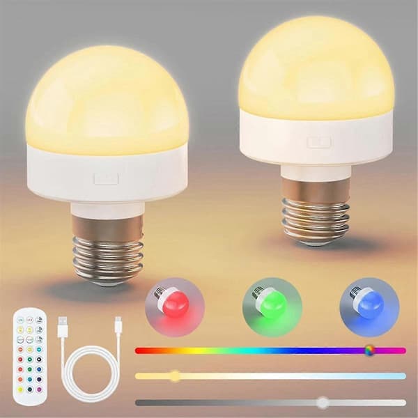 Rechargeable Light Bulbs with Remote Control - E26 Battery Operated Light Bulbs for Non-Fixed Wall Sconces, Pendant Lights