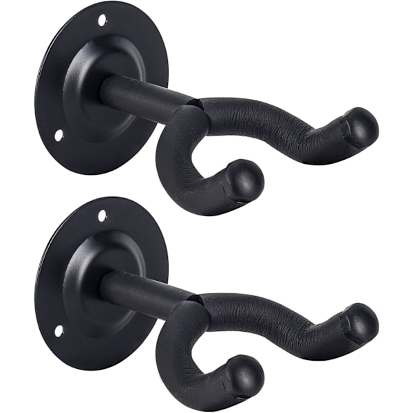 2-PACK Gitarrväggfäste, Svart Metall Väggmonterat Gitarrställ Hängare Hållare Ställ för Akustisk Elgitarr Bas Folkgitarr Ukulele Mandolin Banjo