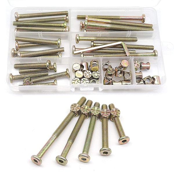 50 stk. Skruer for Barneseng Hardware Erstatningssett Sekskantmutter