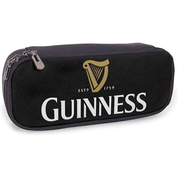 Guinness Öl Logotyp Läder Pennfodral Stor Kapacitet med Dragkedja Stor Förvaring Penna Pennpåse Box Organizer Praktisk Väska Hållare bd006066