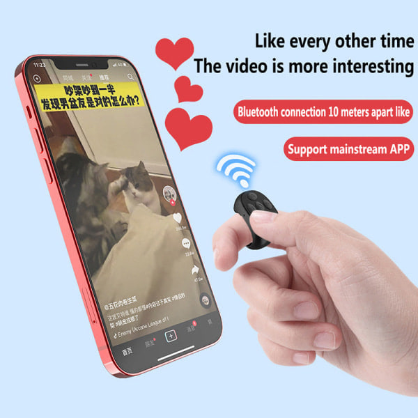 Trådløs Bluetooth Mobil Side Styreenhed Tiktok Fjernbetjening svart