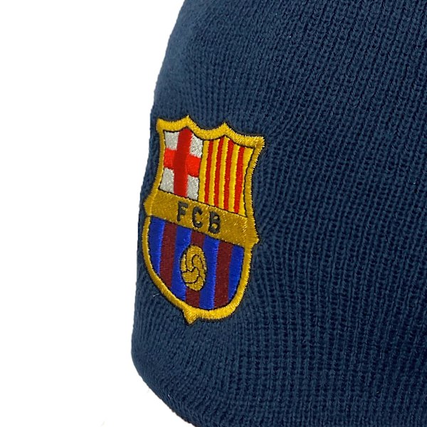 FC Barcelona Barnmössa Stickad Bronx Beanie OFFICIELL Fotbollspresent Marinblå Bea Navy Blue Bea Navy Blue Beanie One Size