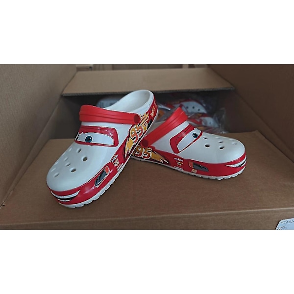 UNISEX Crocs Classic Clogs Lightning McQueen Bil Hål Sko Tøfler 100% Ny-Perfekt hvit white 41