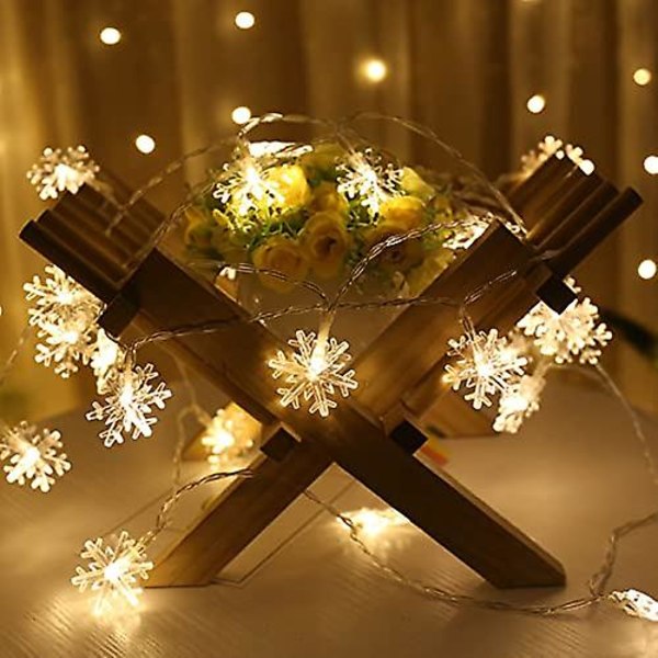Julgransljus, Snöflingeljus, 6m 40 LED Inomhus och Utomhus Julbelysning, för Festdekoration, Julkrans, Julgransdekoration