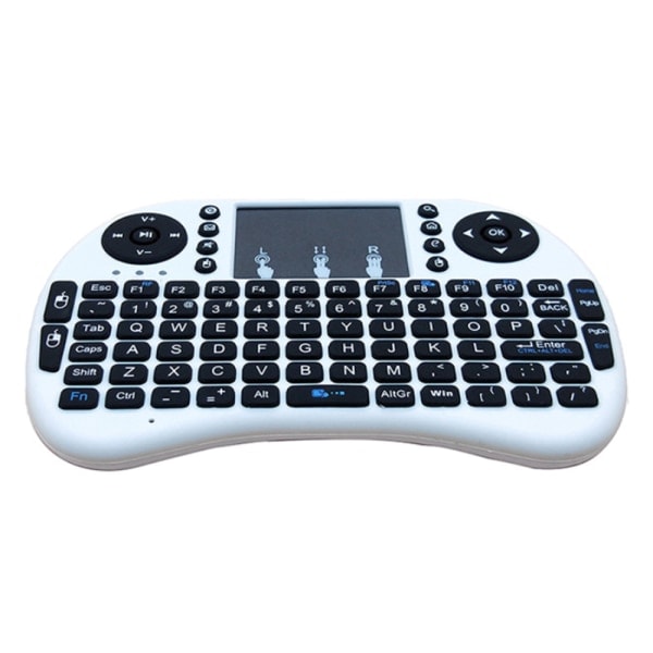 CQBB Mini 2.4GHz Multimedia Bærbar Trådløs Håndholdt Mini-Tastatur med Touchpad Mus - i8 Baggrundsbelysning (Litiumbatteri) Hvid