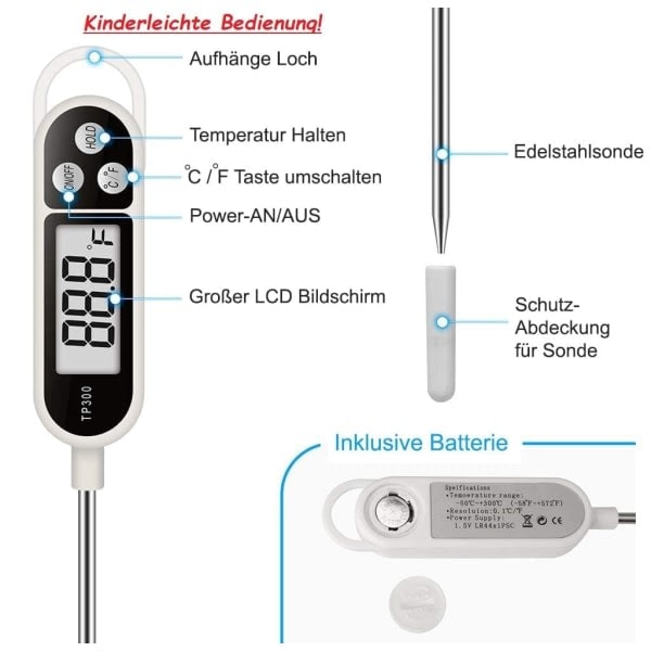 Digitalt termometer, kjøtttermometer, grilltermometer