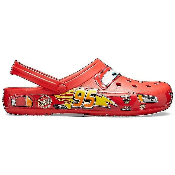 UNISEX Crocs Classic Clogs Blixten McQueen Bil Hål Skor Tofflor 100% Ny-Perfekt Röd red 36