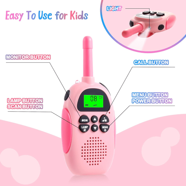 Walkie Talkies for Barn, 2-pakks Oppladbare Barne Walkie Talkies, ZQKLA