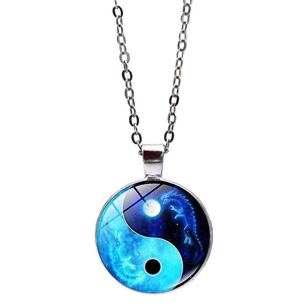 2 st Yin Yang halsband blå Tai Chi hänge halsband vänner