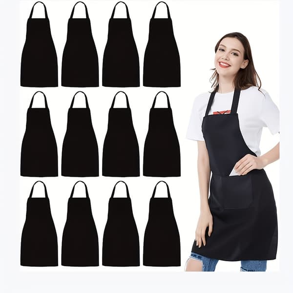 Premium store forklæder med lommer til madlavning, grill og udendørs aktiviteter 10pcs-Blk