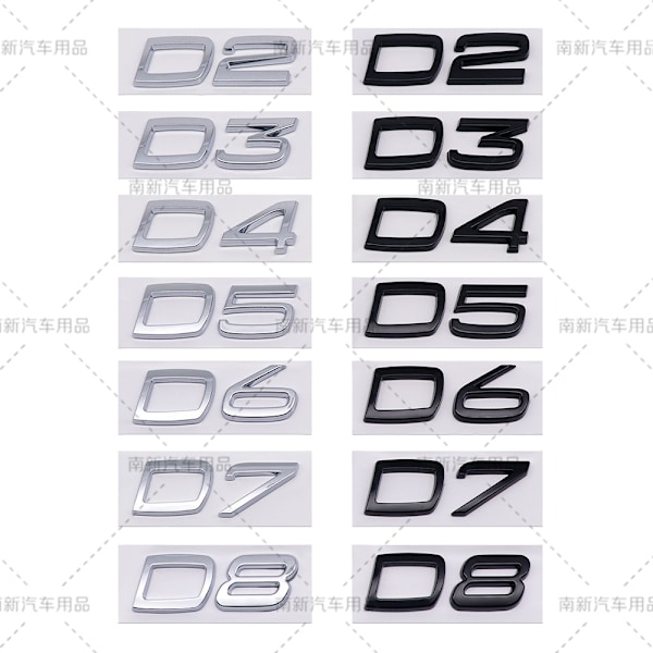 D2 D3 D4 D5 D6 D7 D8 -merkki sopii Volvon muokattuun auton iskutilavuuden takaosan digitaaliseen englantiin{f488}