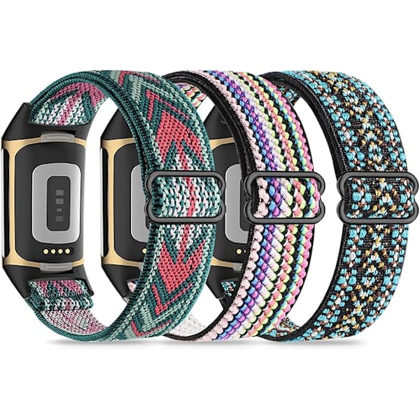3 elastista ranneketta, yhteensopivia Fitbit Charge 5/Fitbit Charge 6 -rannekkeiden kanssa miehille ja naisille, hengittävät ja säädettävät A