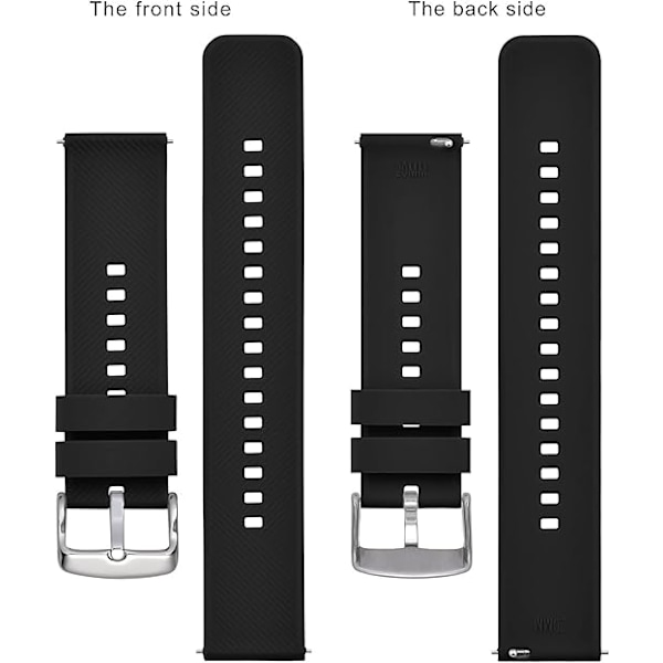 1. Urrem 18mm, Silikone Urrem med Quick Release til Mænd Kvinder, sort