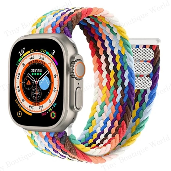 Punottu Solo Loop Apple Watch Ultra -rannekkeelle 49mm 45mm 41mm 44mm 40mm 42mm correa armband iWatch series 9 7 SE 8 6 5 4 3 Pride Pride -rannekkeelle