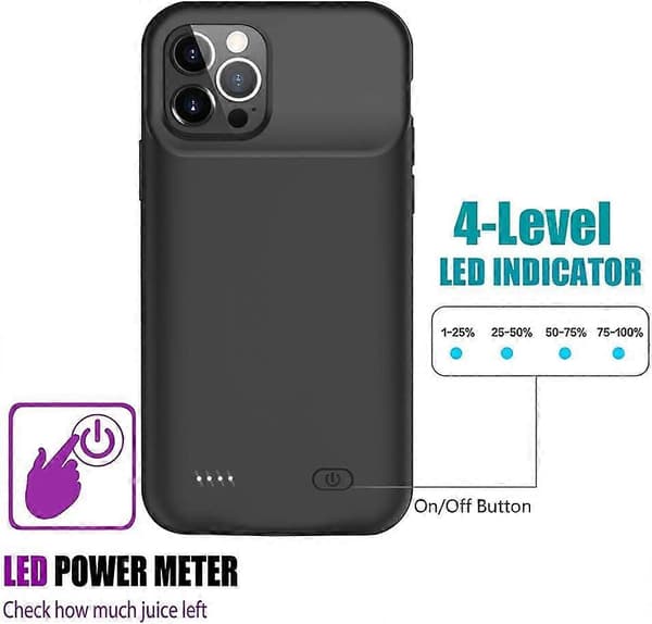 Battery Case for iPhone 12/12 Pro, [Upgraded] 7000mAh Rechargeable Charging Case (Black)_max