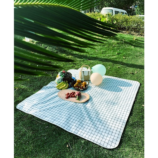 Picnic Tæppe, Strandtæppe, Fugtmåtte, Hvidt Net, 1.5*2m