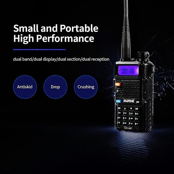 Walkie Talkie, Dual Channel Radio med Dobbelte Skærme, Genopladelig Håndholdt Radio