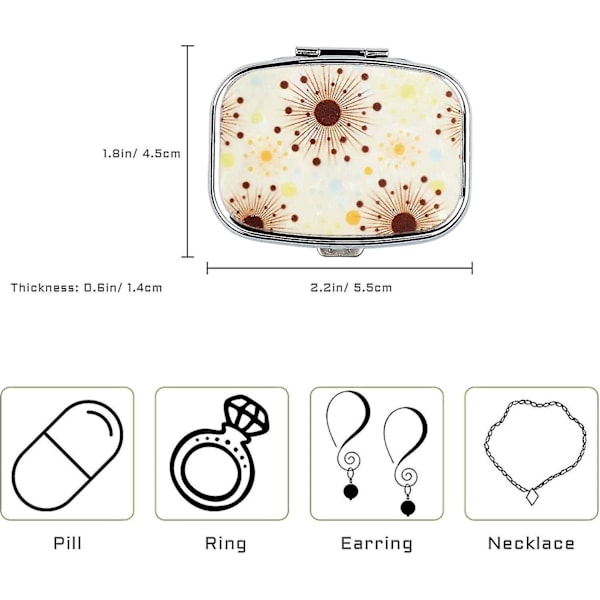 6-pakning pillebokser, pilleetui, pilleboks, metall med L, 2 rom, bærbar reiseforpakning