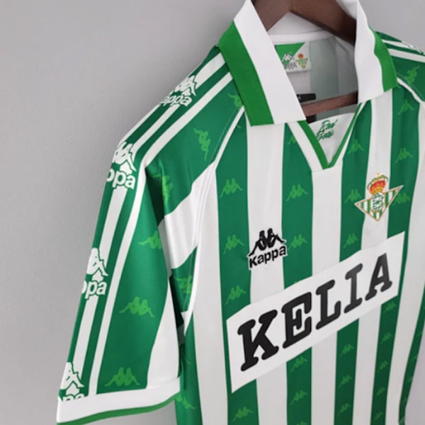 Real Betis herr 1996-97 Retro kortärmad fotbollströja L