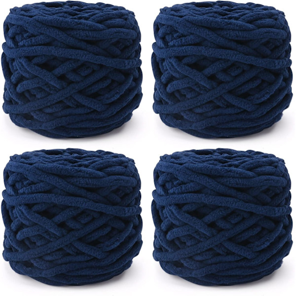 Stickgarn 4x Stickgarn för Virkning, Mjukt Chunky Garn för Garnprojekt Navy blue
