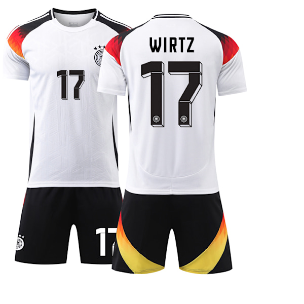 2024 UEFA EM Wirtz Barn Fotbollströja Kit Tyskland Hemma Nr 17 Hemma Svart 20 Home Black Home Black 20