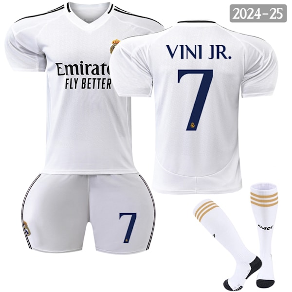 2024-2025 Real Madrid Hjemmefotballtrøye for barn Vinicius nr 7 VINI JR - Perfekt Adult S