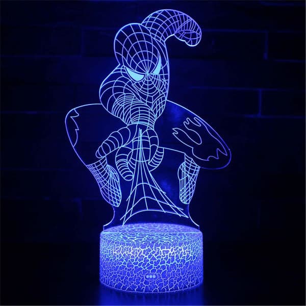 Spider-Man 3D Night Light with Base and Remote Control USB Rechargeable Spiderman LED Night Light