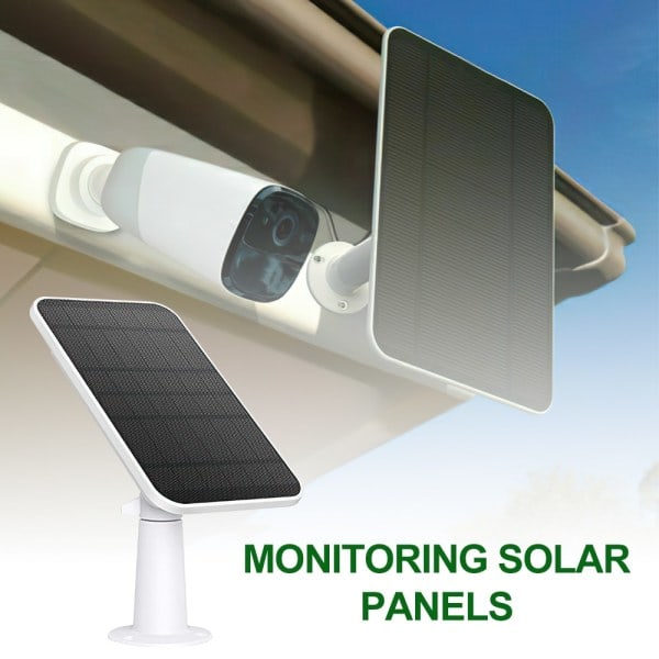 Solcellepanel 4W for Eufy Eufycam 2/2 Pro/2C/2C Pro/E Veggfeste med 9,8 fot strøm hvit 1 stk