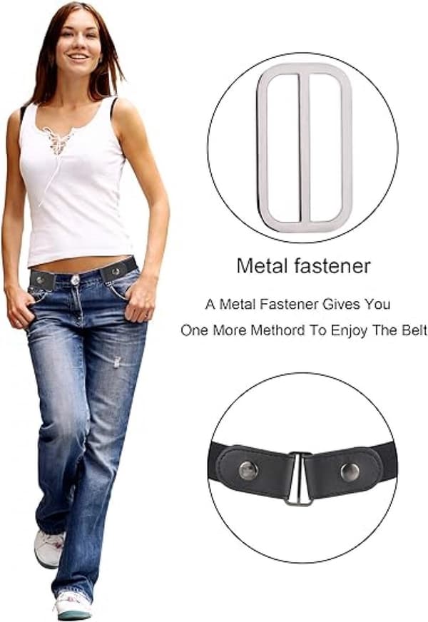 4 stykker - spændeløse bælter - Unisex - Justerbart spænde - elastisk linning - Bælte uden spænde - Usynlig elastisk linning - 4 spænder