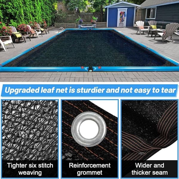Leaf Net Cover for Rectangular Above Ground Pool Pool Cover Protects Against Fallen Leaves and Outdoor Debris 2x3m (6.5x10ft)