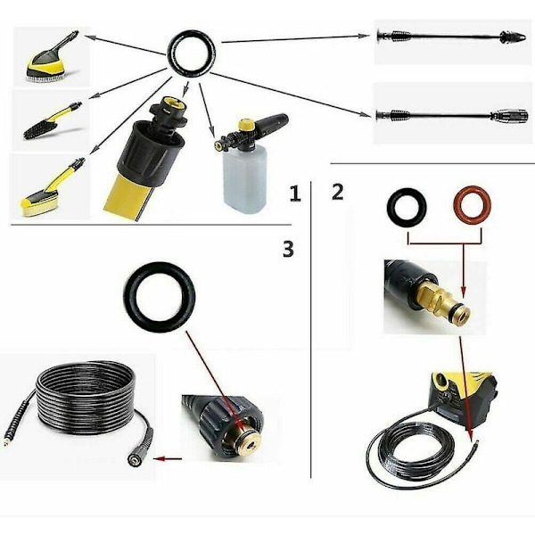 20 stk. Karcher K2 K3 K4 K5 K6 K7 Tætningsbrik O-ring 2,64