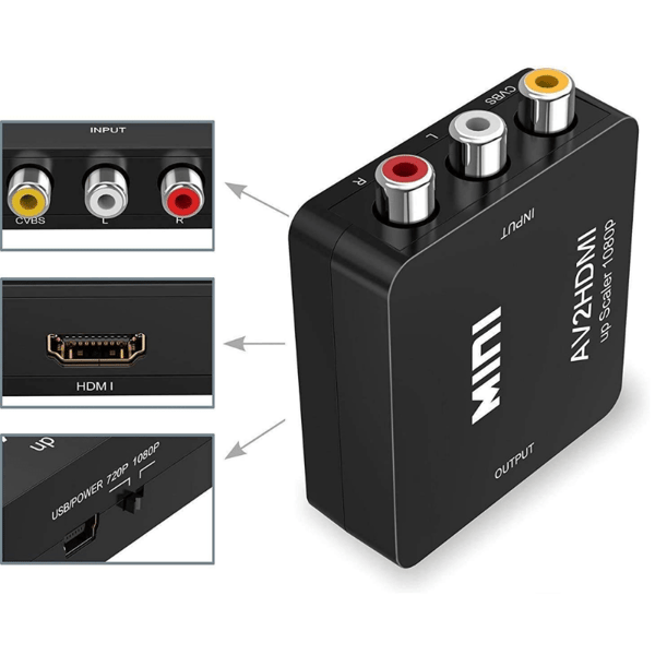 RCA til HDMI Konverter Nintendo & Sony Konsoller Sort