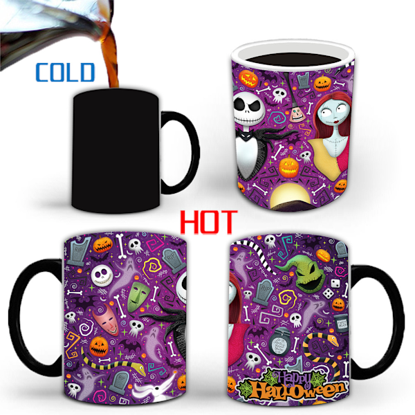 Halloween Farveskiftende Kopsæt Keramisk Kaffe Kop Termisk Tekop Nyhed Gave