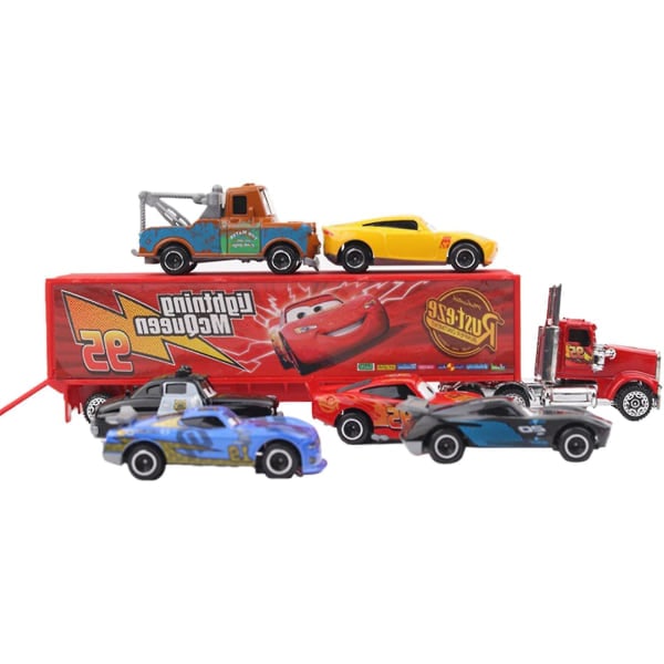 6 stk Biler 3 Lightning Mcqueen Jackson Storm Mack Farbror Lastebil Metall Bilmodell Leke Gave Komfortabel