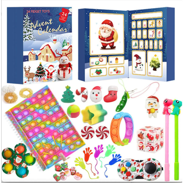 24 Dagar/ Set Fidget Toys Jul Adventskalenderpaket Anti Stress Leksakssats Stressavlastning Figet Leksak Blind Box Barn Julklapp style 17