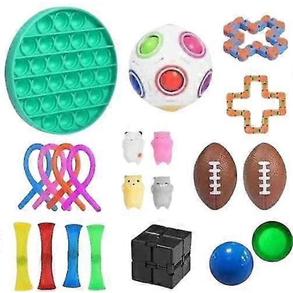 21-pak Fidget Legetøj Pop it Stressbold Legetøj Afslapning Antistress