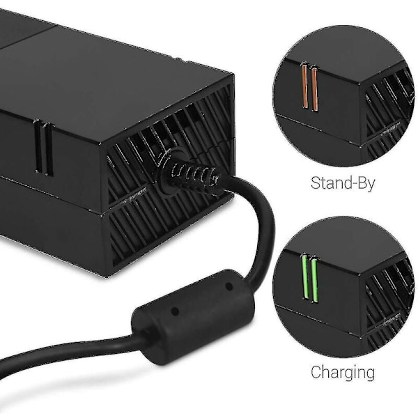 Xbox One strømadapter, [oppgradert versjon] Xbox AC-adapter erstatningslader strømforsyning for Microsoft Xbox One, spenning 100-240V)