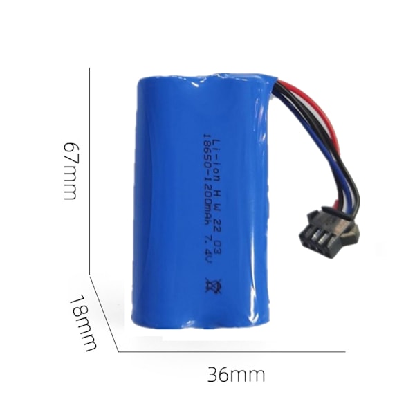 7.4V 1200mAh litiumakku varaosa radio-ohjattavalle autolle