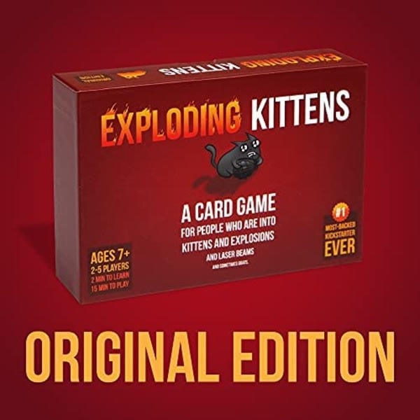 Exploding Kittens - Kortspil | Familievenligt festspil | Russisk roulette | Engelsk | Alder 7+ | 2 til 5 spillere