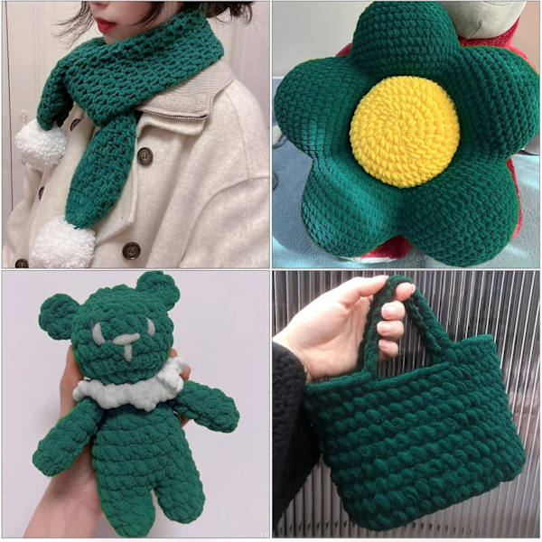 Stickgarn 4x Stickgarn för Virkning, Mjukt Chunky Garn för Garnprojekt dark green