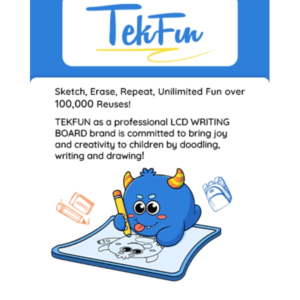 TEKFUN 10-tommers LCD Tegnebrett, Sølefri Kladdeblokk for Barn 3-8 År, Rosa