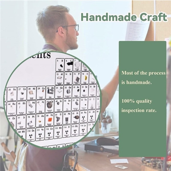 Periodisk system Akryl Periodisk tabell Skrivebordsdisplay med ekte element Barn Undervisningsgaver Kjemisk element Hjem STOR