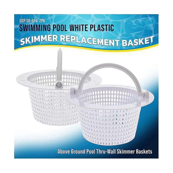Replacement Pool Skimmer Basket with Handle, 2-Pack - Above Ground Through Wall Skimmer (FMY) White