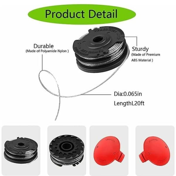 Erstatningsspoler for gresstrimmer Ø1,65 mm 6,1 m Kompatibel med Bosch ART 24 27 30 24+ 27+ 30+ AdvancedGrassCut36 ART 30-36 Ll