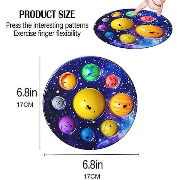 2 st Finger Press Bubble Leksaker - Solsystem Leksaker Bubble Planet Pop Stress Relief Gåva för Vuxna Barn