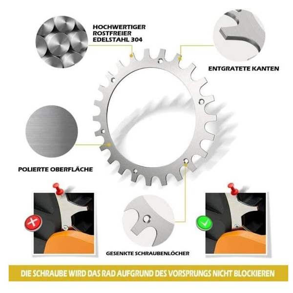 Worx Landroid Robotgräsklippare Dragkedjehjulsklammer Anti-halkhjul-L Typ 225mm, 2st