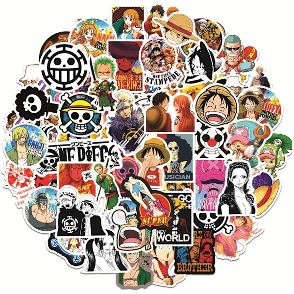 100 stk One Piece-klistremerker