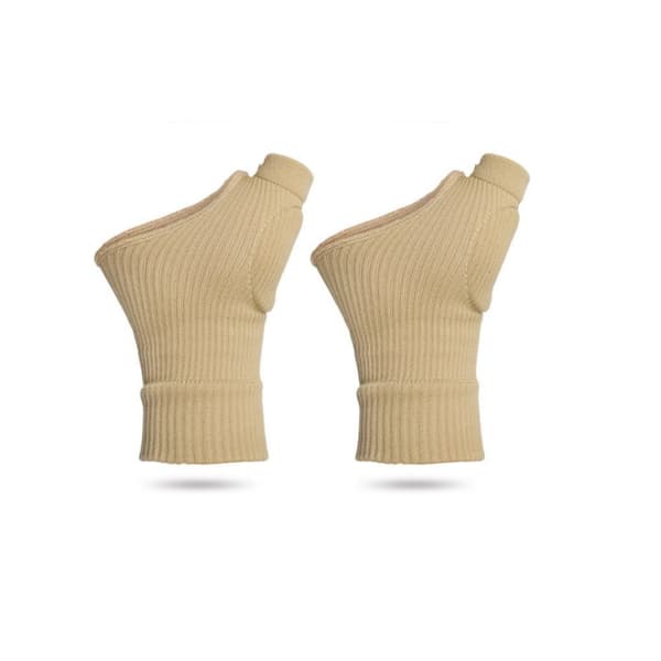 Compression Gloves with Wrist and Thumb Support 1 Pair Beige Beige 35
