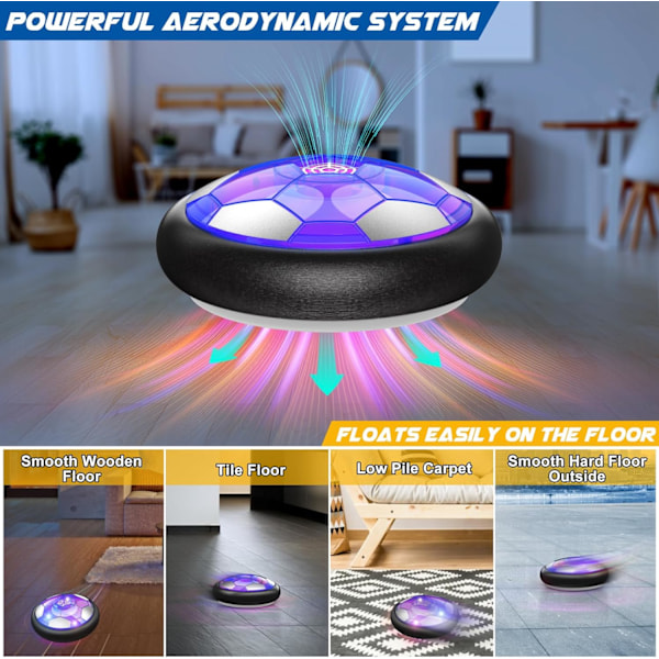 Laddningsbar Hover Soccer-present, Luftdriven Hover Soccer för 3 4 5 6 7 8-12 År Gamla Pojkar och Flickor Inomhus- och Utomhusspel